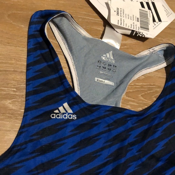 Adidas running racerback tank top S mesh zig zag - Picture 2 of 8